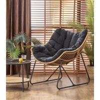 WHISPER fotel rattan wypoczynkowy, czarny / naturalny