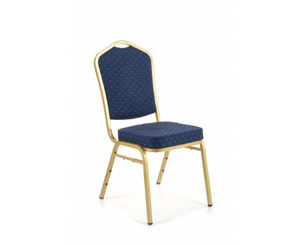 K66 krzesło niebieskie, stelaż złoty