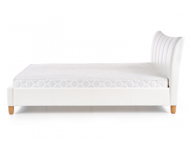 Łóżko SANDY tapicerowane białe - eko skóra