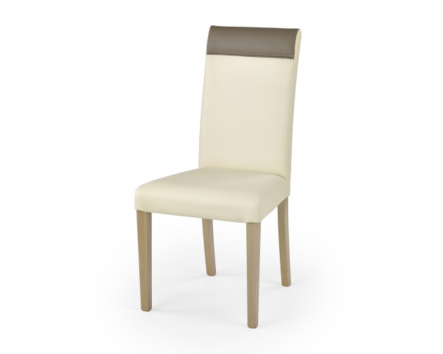 NORBERT krzesło dąb sonoma - ekoskóra kremowa / beżowa