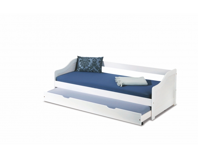 LEONIE 2 łóżko dwuosobowe białe z wysuwanym materacem
