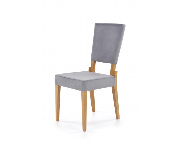 SORBUS krzesło drewniane dąb miodowy, szary welur