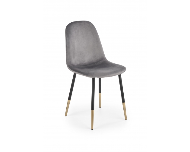 K379 krzesło szary velvet, złoty chrom