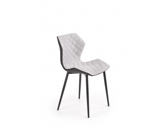 K389 krzesło pikowane ecoskóra - tkanina, czarny / szary