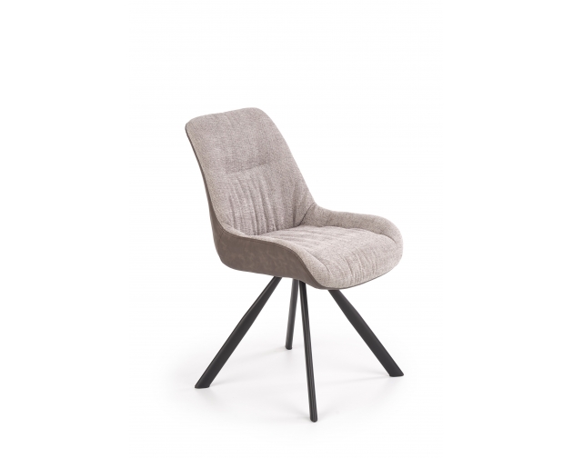 K393 krzesło jasny szary - ciemny brąz eco-skóra