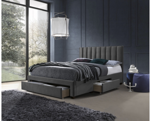 GRACE łóżko z szufladami popiel velvet 160x200