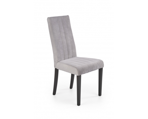 DIEGO 2 krzesło czarne tapicerowane - velvet pikowany MONOLITH 85 jasnoszary