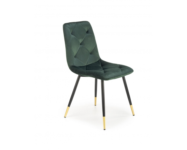 K438 krzesło ciemny zielony, złote nóżki
