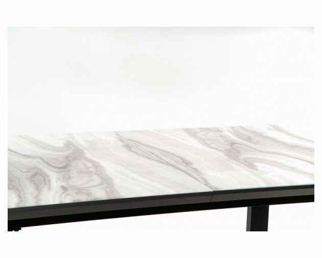 MARLEY stół rozkładany biały marmur /  popielaty, nogi czarne