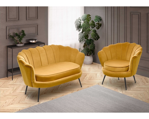 AMORINITO 2 XL Sofa fotel wypoczynkowy musztardowy / czarny