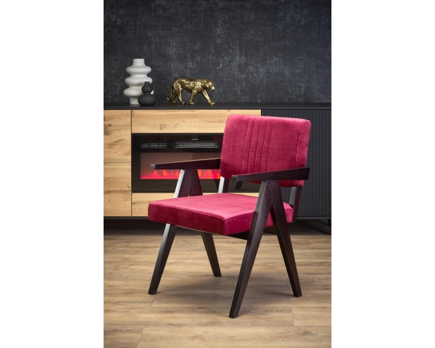 MEMORY krzesło bordowy velvet MONOLITH 59 / drewno heban