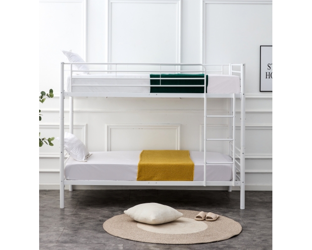 BUNKY łóżko piętrowe rozkładane białe metalowe