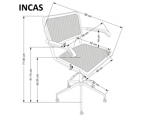 Krzesło obrotowe INCAS polipropylen retro styl