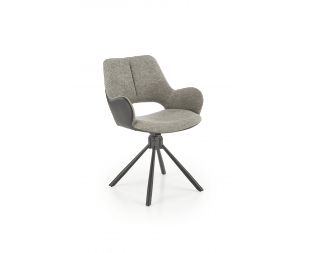 K494 krzesło obrotowe szare tapicerowane + czarna ekoskóra