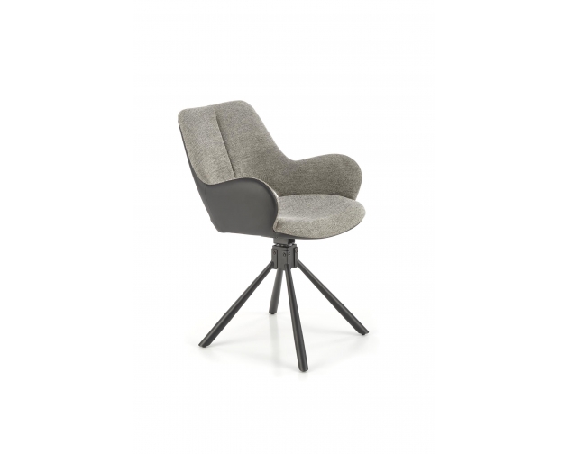 K494 krzesło obrotowe szare tapicerowane + czarna ekoskóra
