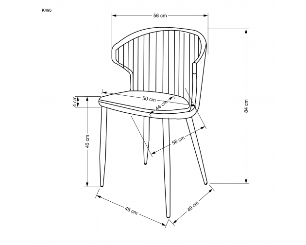 K496 krzesło jasny beżowy, nogi czarny metal