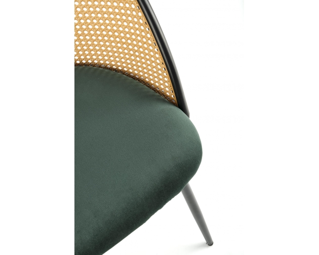 K508 krzesło rattan ciemny zielony welur