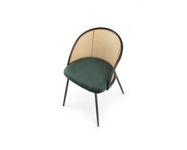 K508 krzesło rattan ciemny zielony welur