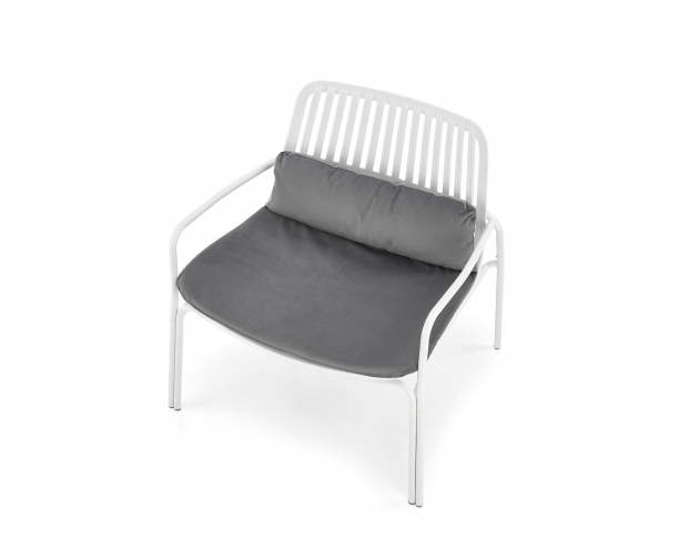 MELBY fotel wypoczynkowy biały - szary