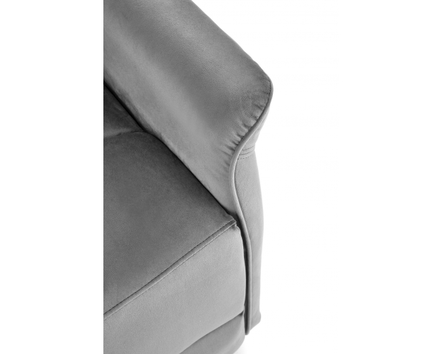 SEMIR szary velvet fotel z funkcja elektrycznego rozkładania / gniazdo USB