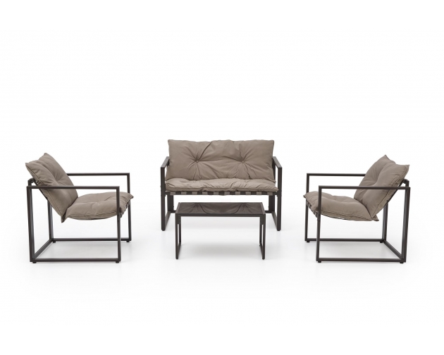 SHARK zestaw ogrodowy: sofa +2 fotele, ława, czarny / cappuccino