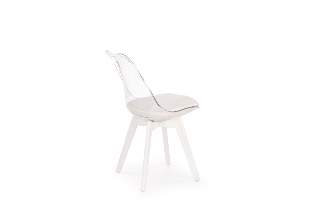 K245 krzesło transparentne, eko skóra - nogi białe