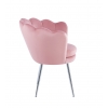Fotel muszla różowy velvet, srebrny chrom