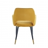 Krzesło AURORA welurowe musztardowe pikowane, nogi czarno-złote