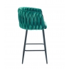 Krzesło barowe SOPHIE ciemny zielony welur, plecione oparcie