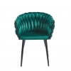 Krzesło ROSE VELVET zielone plecione, nogi czarne metal