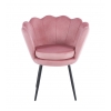 Fotel muszla różowy velvet, czarny metal loft