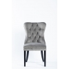 Krzesło LUDWIK velvet szare, kołatka, pikowane