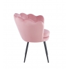 Fotel muszla różowy velvet, czarny metal loft