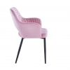 Krzesło różowe AURORA BLACK welurowe pikowane, nogi czarne