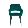 Krzesło zielone AURORA BLACK welurowe pikowane, nogi czarne
