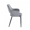 Krzesło szare AURORA BLACK welurowe pikowane, nogi czarne