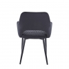 Krzesło czarne AURORA BLACK welurowe pikowane, nogi czarne
