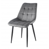 Zestaw 4 krzesła J262 szare welurowe, nogi czarny metal