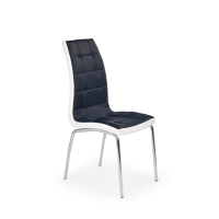 K186 krzesło czarno - biała eko skóra - nogi, chrom