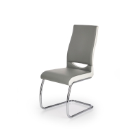 K259 krzesło szaro, biała eko skóra - płoza chrom