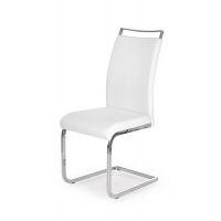 K250 krzesło biała eko skóra- podstawa płoza chrom