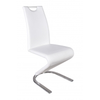 Zestaw 6 krzeseł DC2 biała ekoskóra płoza chrom