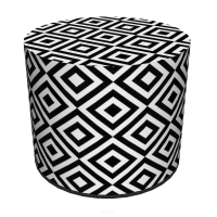 Czarno-biała pufa wzory geometryczne okrągła DIAMOND 40x40