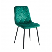 Krzesło velvet zielone w romby K6, nogi czarny metal