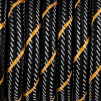 Czarny kabel ze złotą nitką w oplocie poliestrowym S05 serpentyna czarno złota 2x0,75