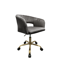 Fotel obrotowy krzesło szare velvet, złoty chrom FB7