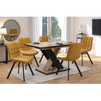 Krzesło pikowane żółte curry velvet J332