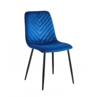Krzesło niebieski velvet w jodełkę K5, nogi czarny metal
