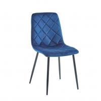 Krzesło velvet niebieskie w romby K6, nogi czarny metal