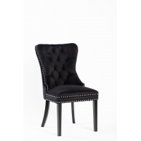 Krzesło LUDWIK velvet czarne, kołatka, pikowane